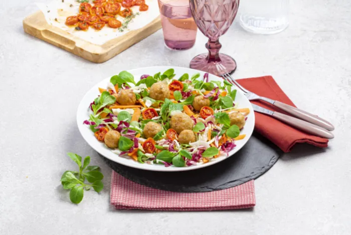 Polpettine di vitello con pomodorini confit