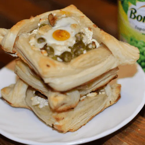 Листкові булочки з сиром і горошком