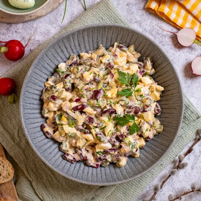 Vörösbabos majonézes tojássaláta