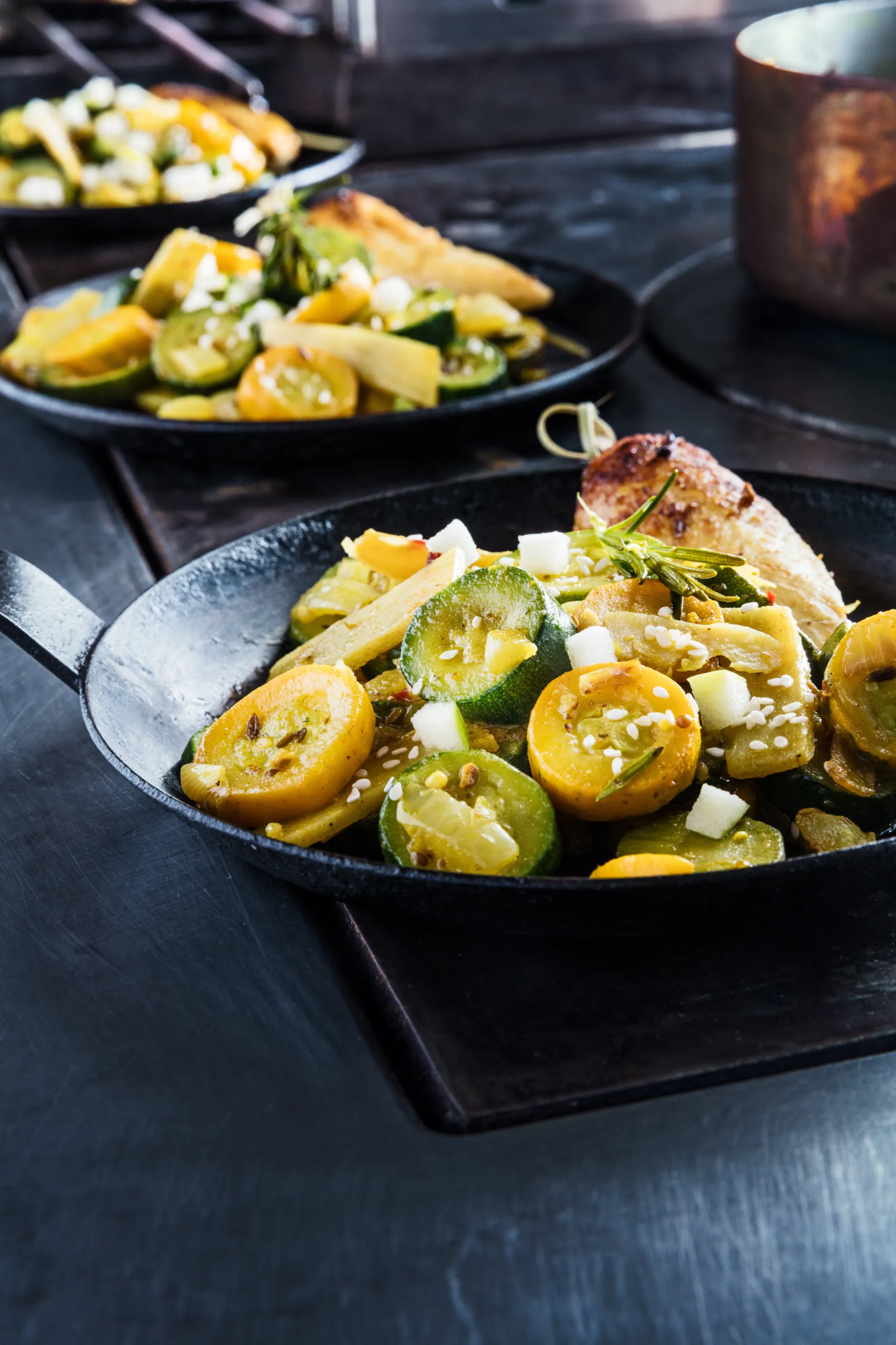 Sauté de courgettes, curcuma, gingembre