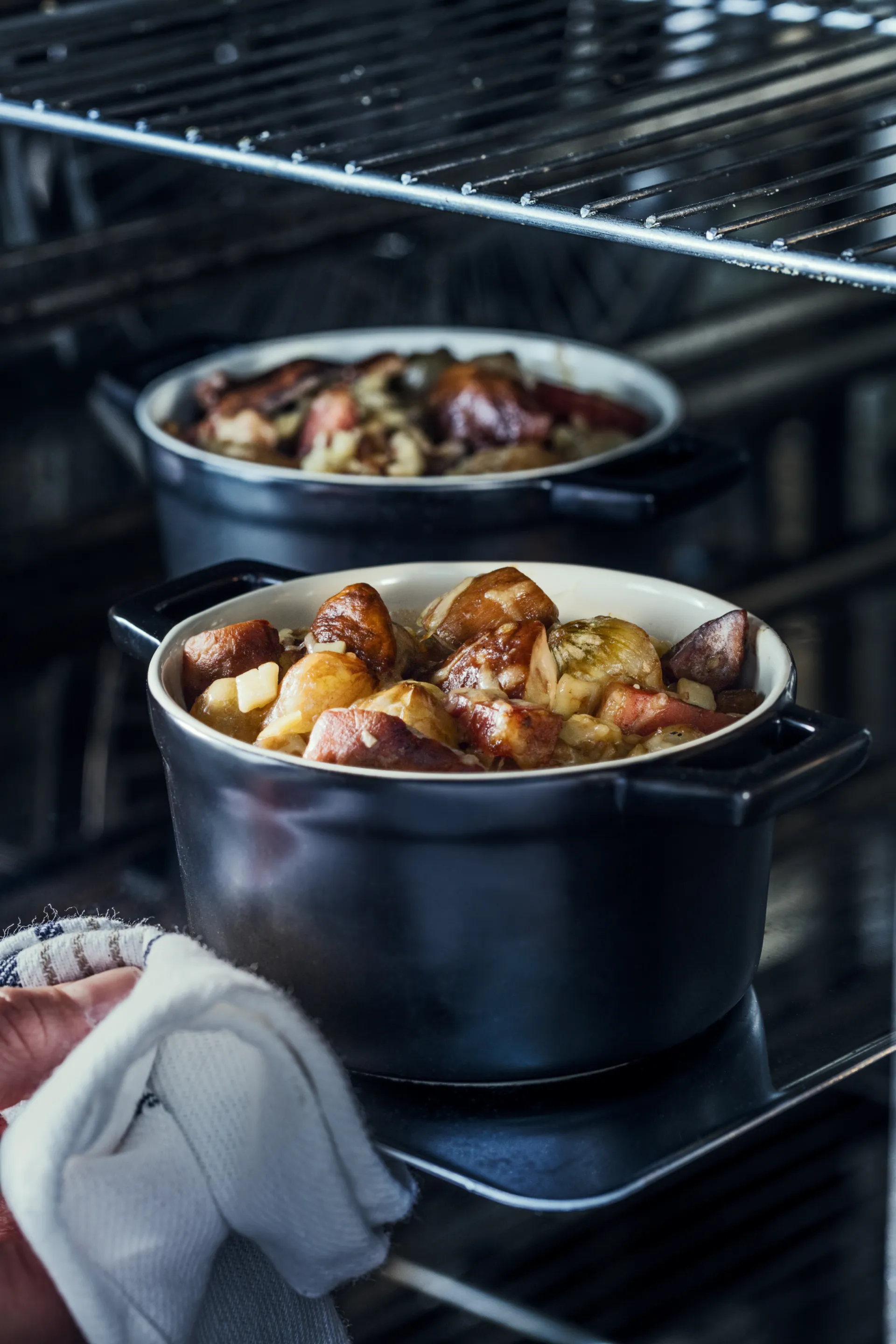 Cèpes gratinés, crozets et jambon de Savoie