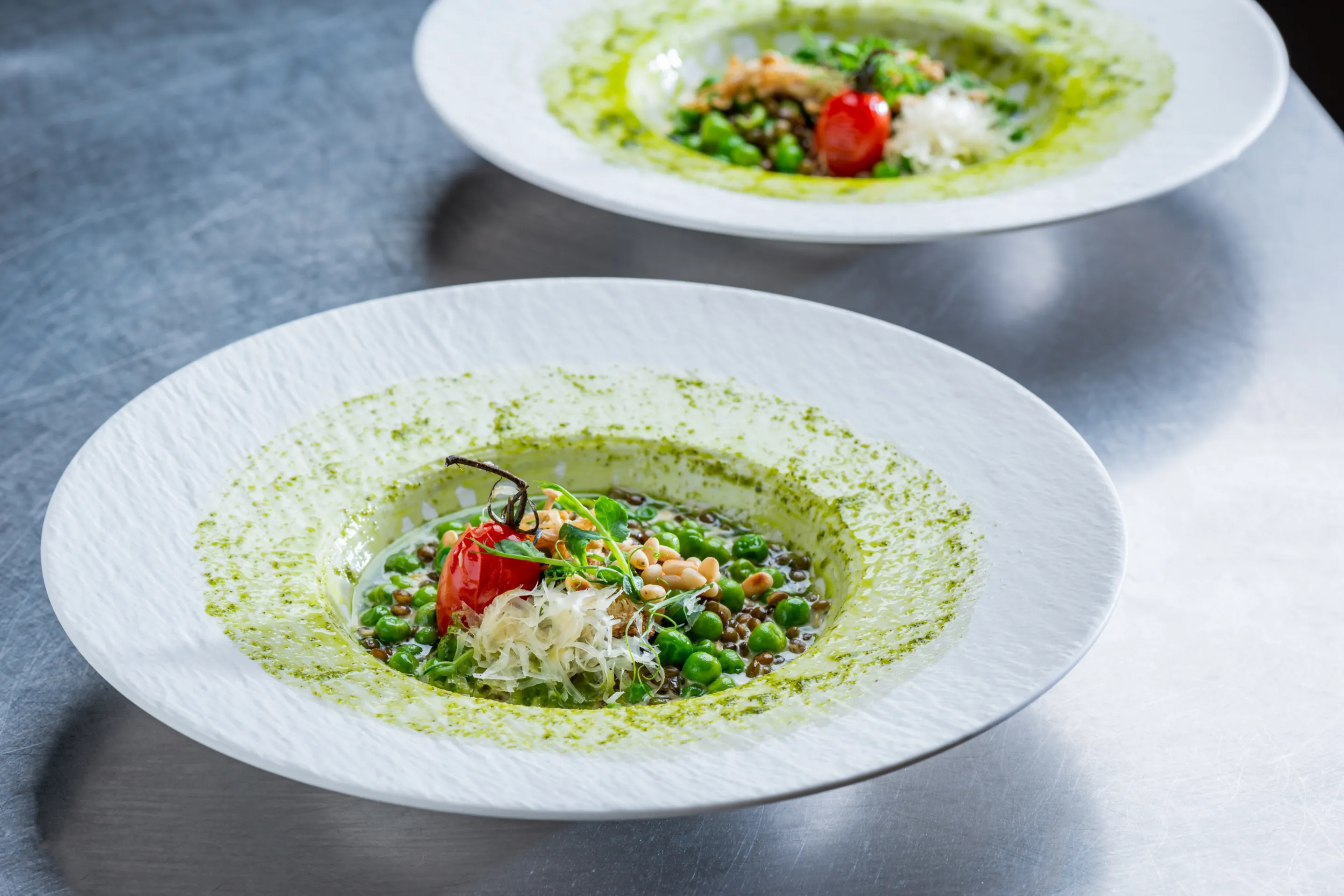 Vegan kerstmenu: Risotto met groene linzen en garden peas