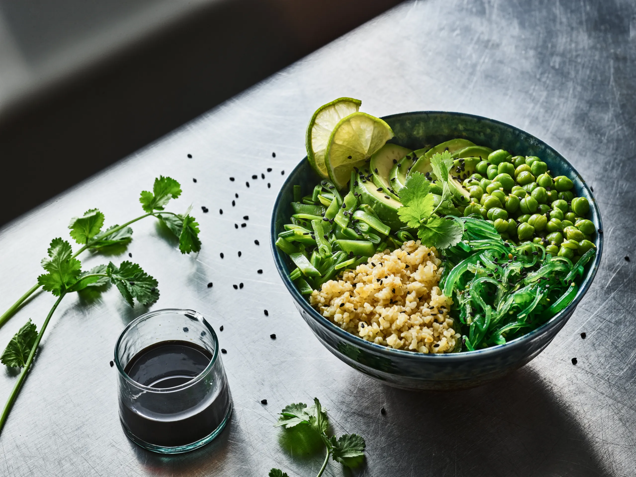 Green bowl pois chiches verts et edamame