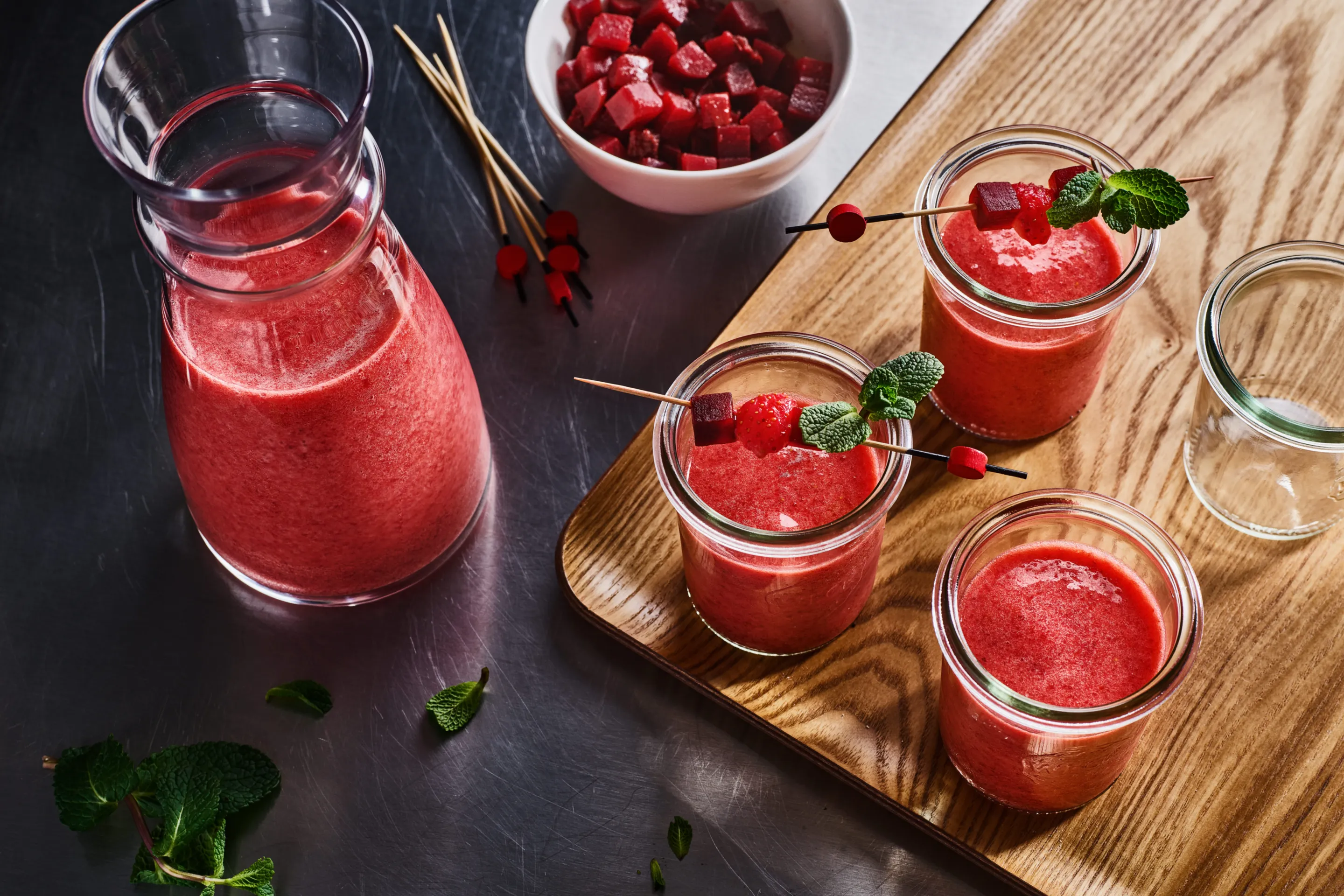 Pink smoothie aux betteraves et fraises