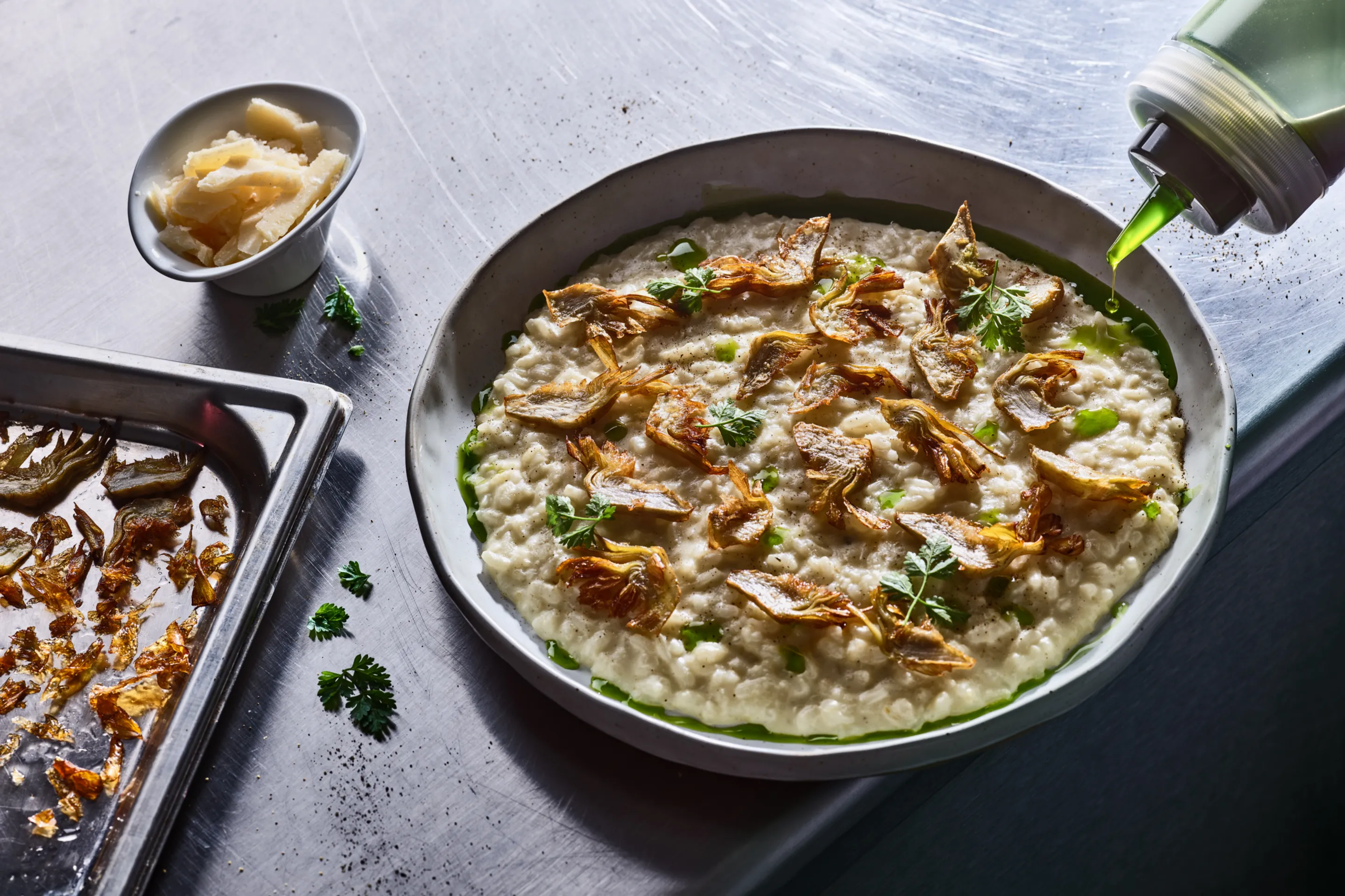 Risotto aux artichauts frits