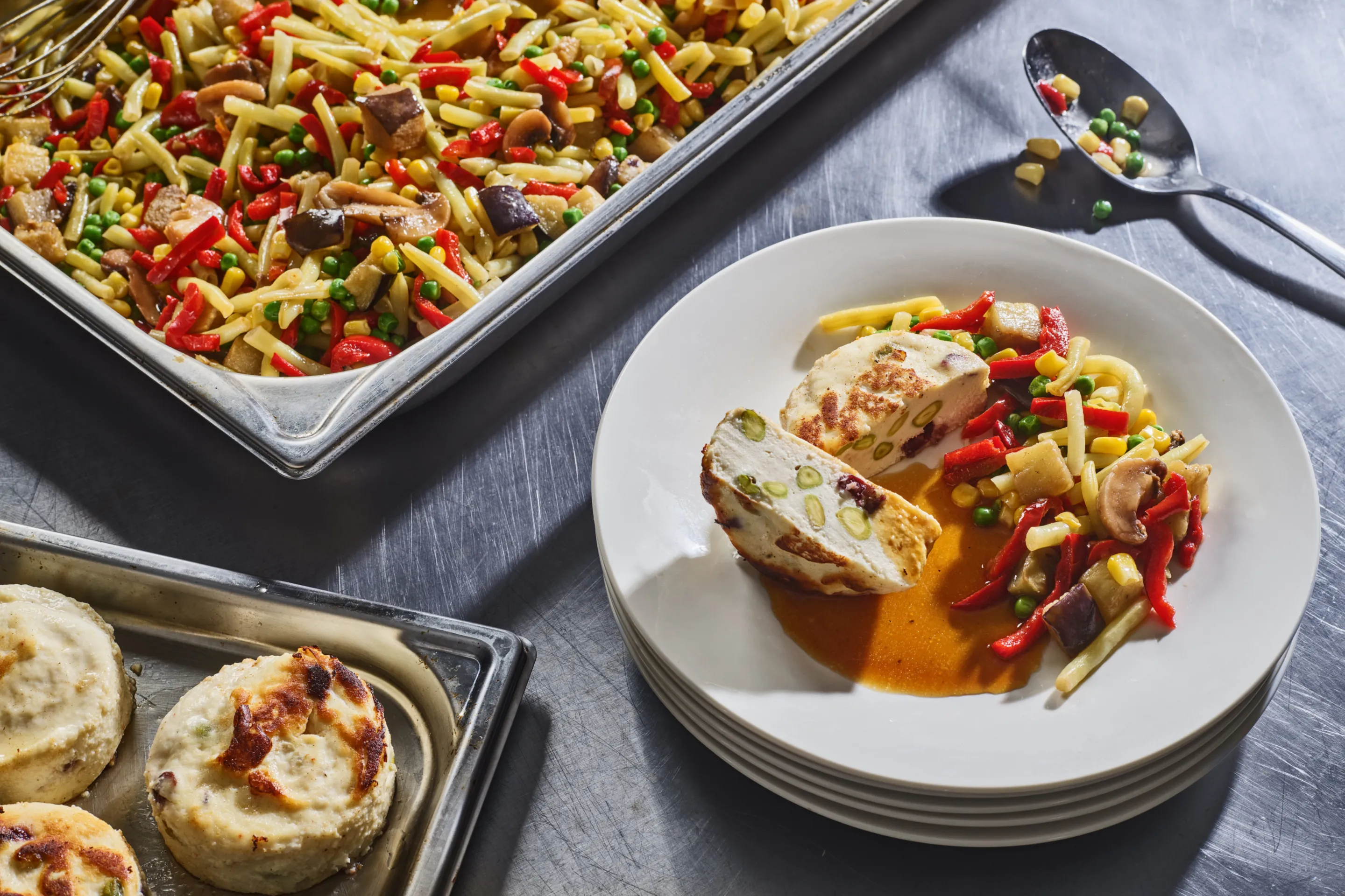 Poêlée villageoise et nougat de poulet