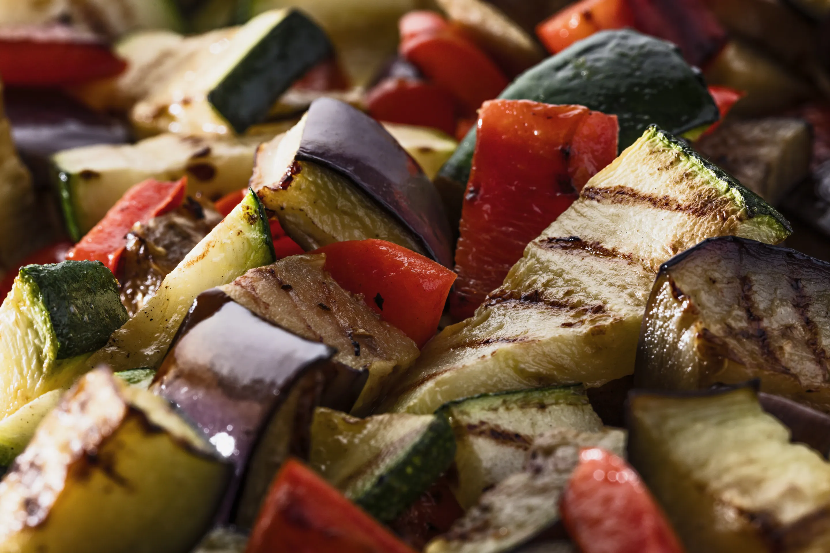 Gegrilde mix aubergine, courgette & rode paprika