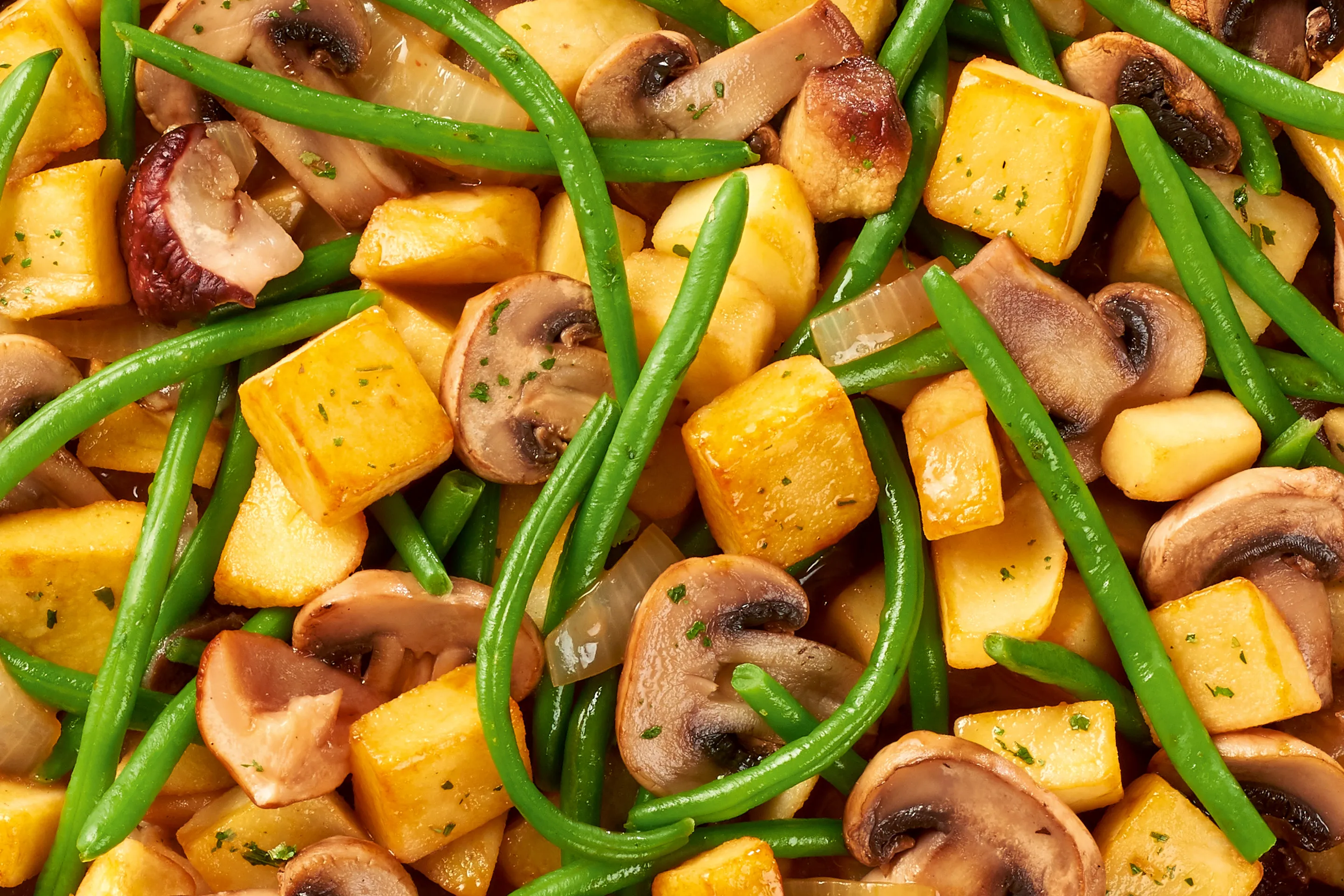 Poêlée La Rustique -Pommes de terre, haricots verts, champignons de Paris