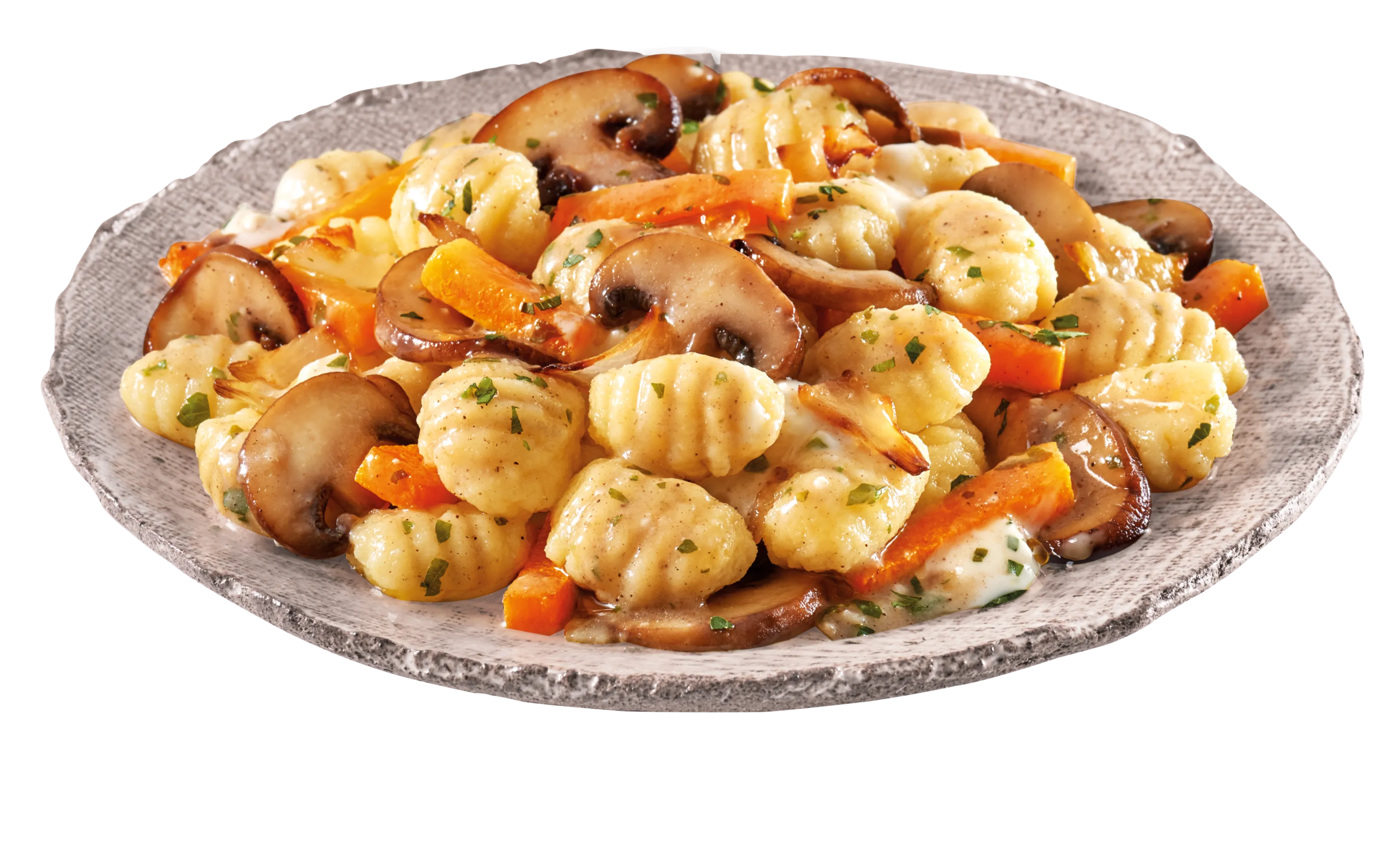 Gnocchi con Funghi, zucca e formaggio