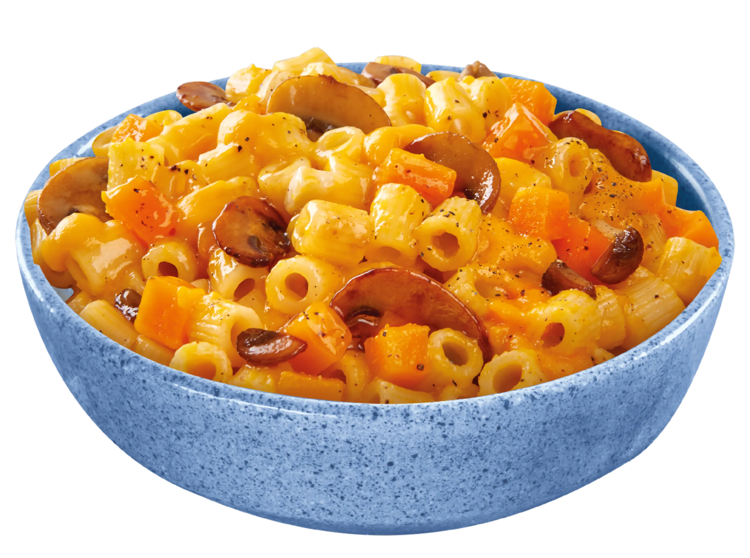 Tubetti con Zucca e Funghi, con sugo di Zucca e Carote a parte - Pastallegre