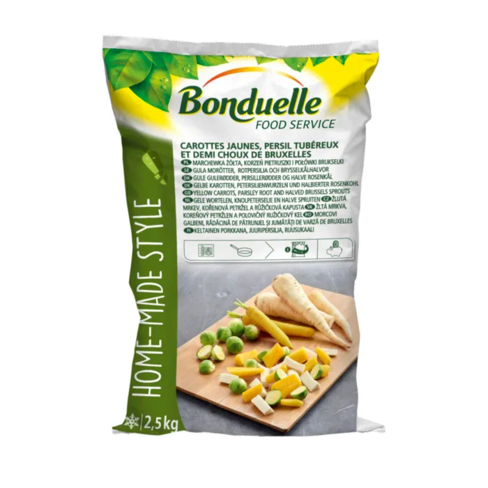 Trio de légumes Home-Made ( carottes jaunes, persil tubéreux et 1/2 choux de bruxelles)