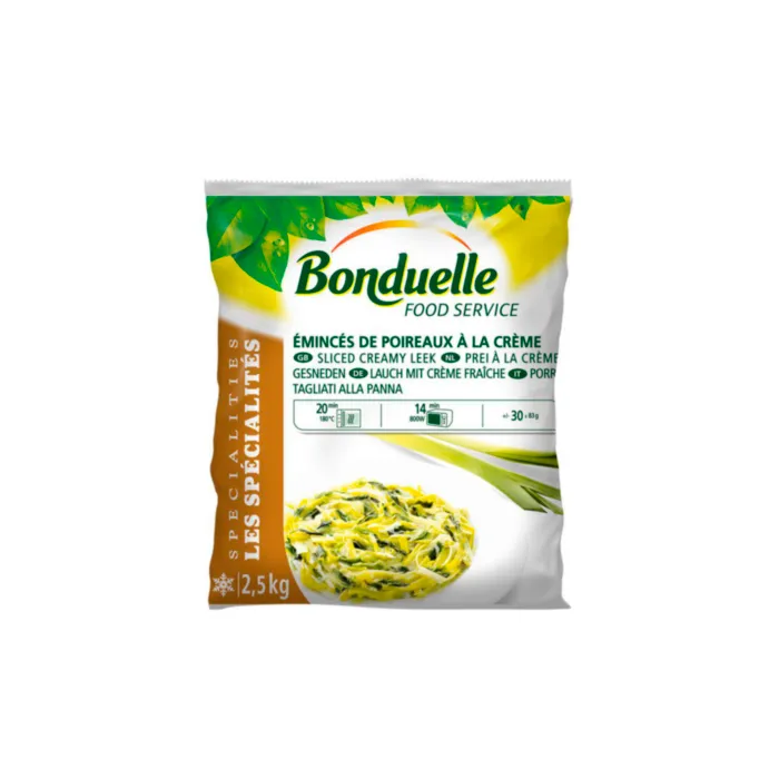 Emincé de poireaux à la crème en palets