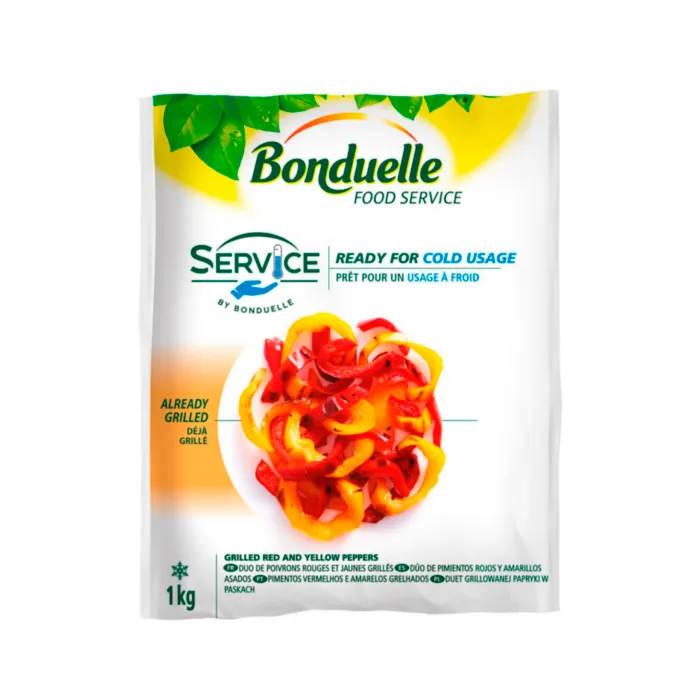 Duo de poivrons rouges et jaunes lanières grillés