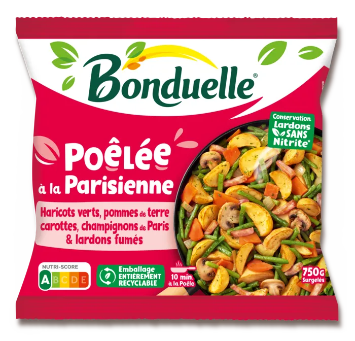Poêlée Parisienne - Haricots Verts, Pommes de terre, Carottes, Champignons de Paris, Lardons fumés