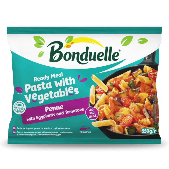 Ready Meal Paste cu legume: Penne cu vinete și roșii, cu sos roșu