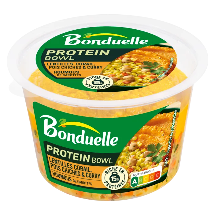 Pois chiches, lentilles corail, carottes & houmous carotte