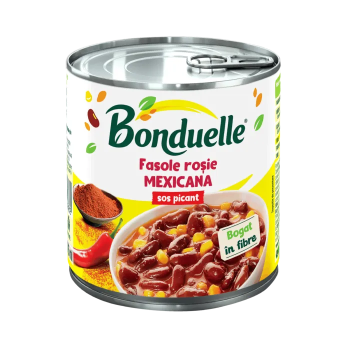 MEXICANA, Fasole roşie boabe cu porumb dulce în sos tomat picant