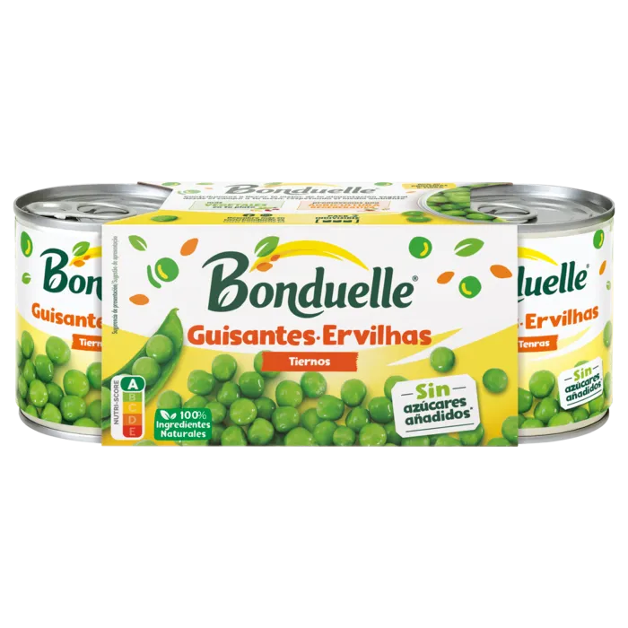 Ervilhas tenras sem adição de açúcar