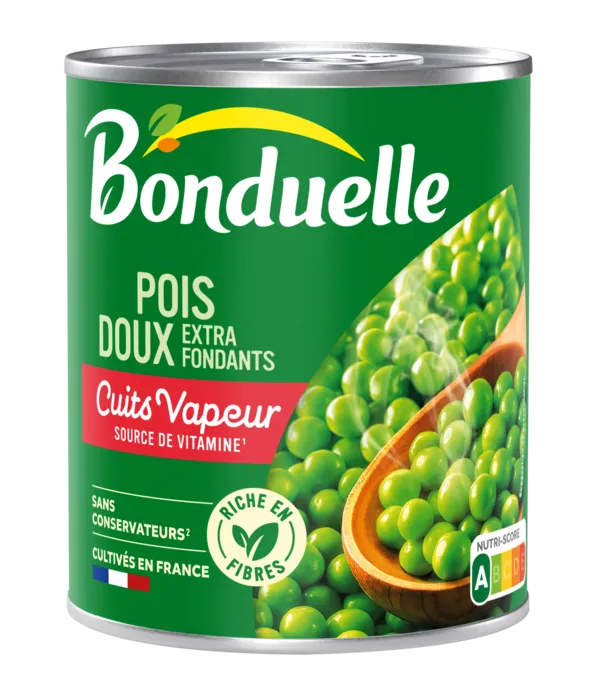 Petits pois doux cuits à la vapeur
