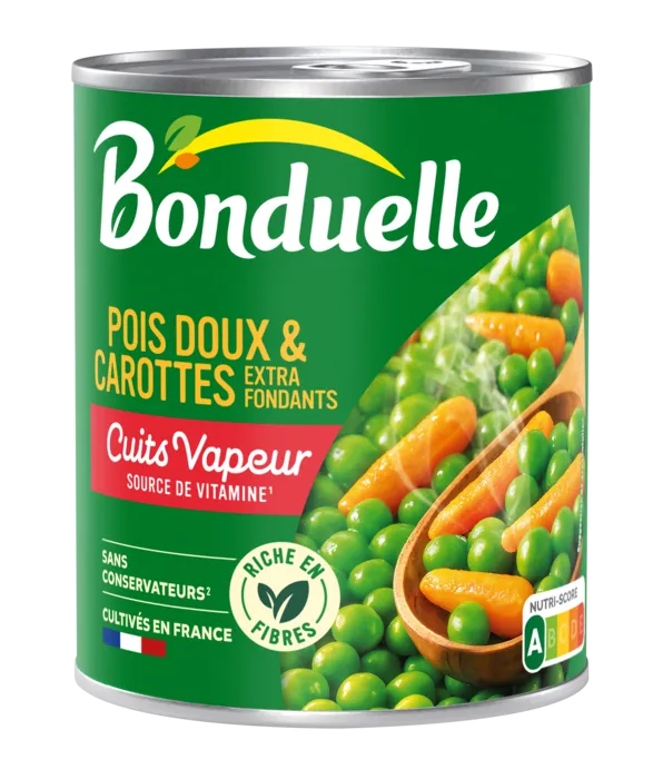 Petits Pois Doux & Carottes Cuits à la Vapeur
