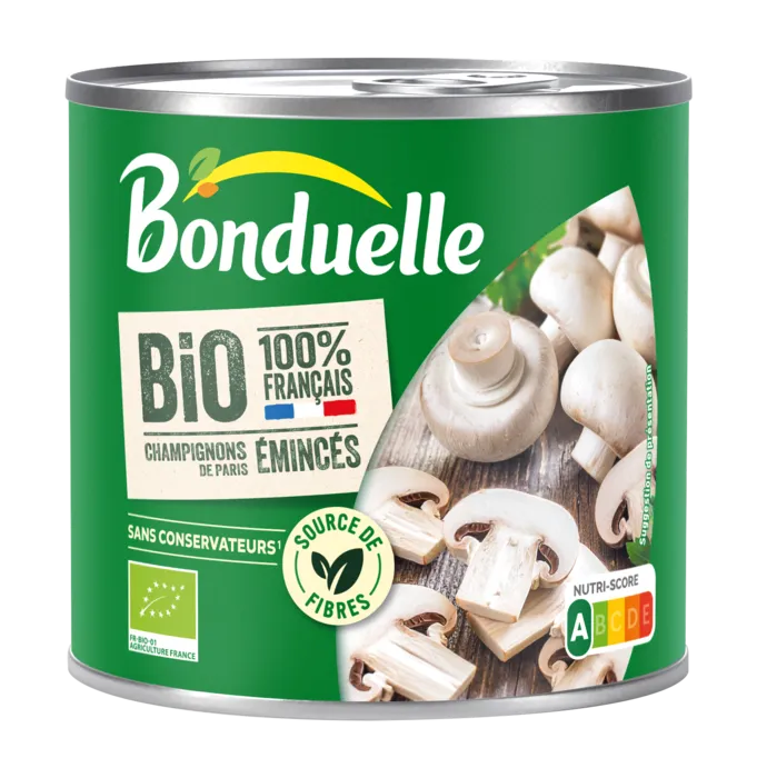 Champignons de Paris émincés Bio 100% français