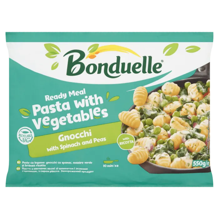 Gnocchi so špenátom a hráškom