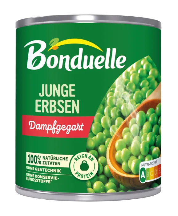 Dampfgegart Junge Erbsen