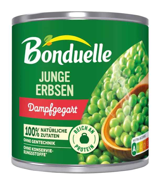 Dampfgegart Junge Erbsen